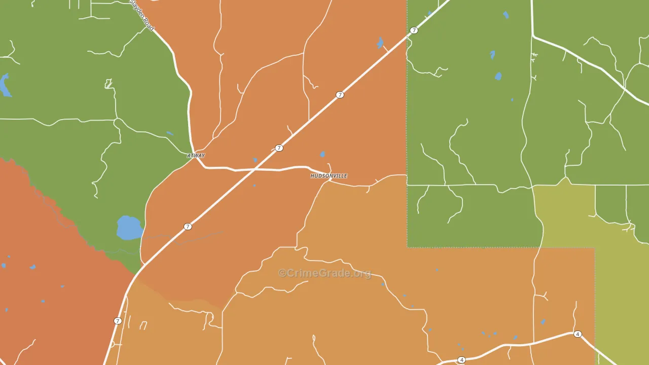 Hudsonville, MS Map of Robbery Rates