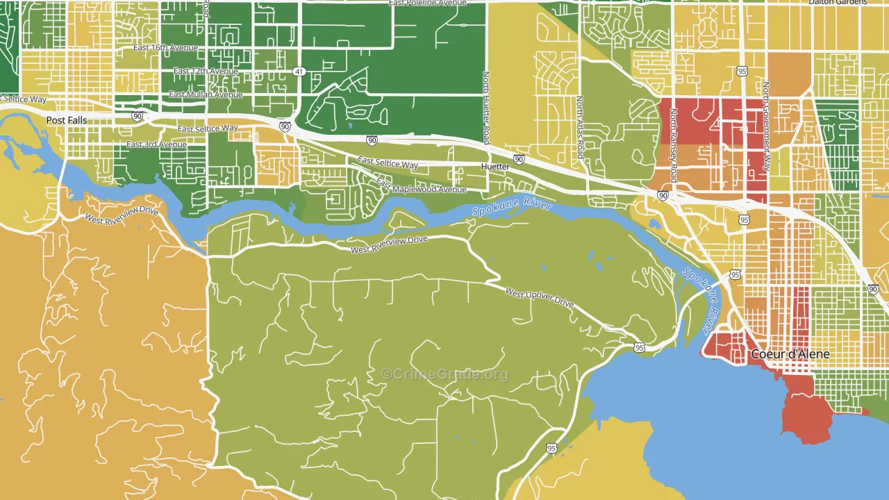 Huetter, ID Map of Robbery Rates