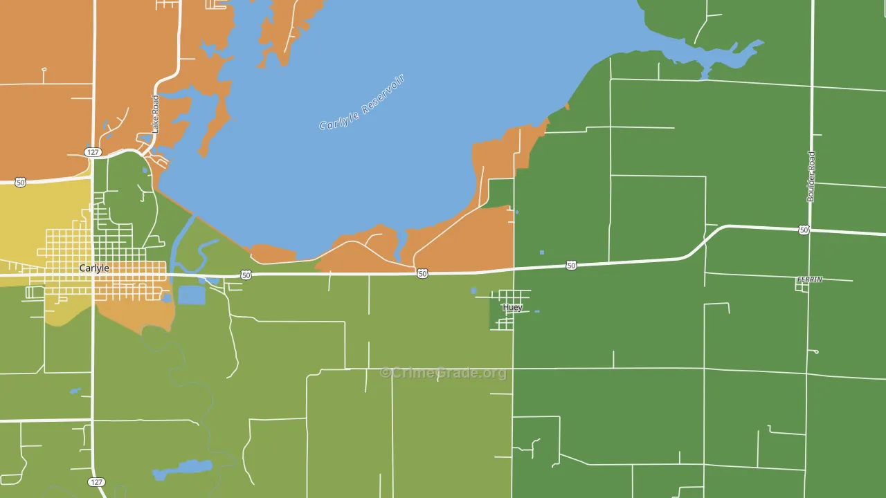 Huey, IL Map of Robbery Rates