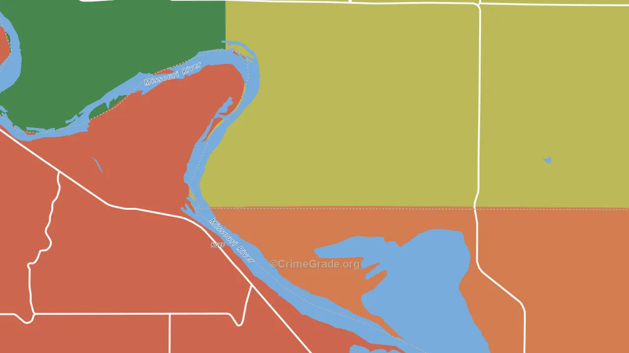 Huff, ND Map of Robbery Rates