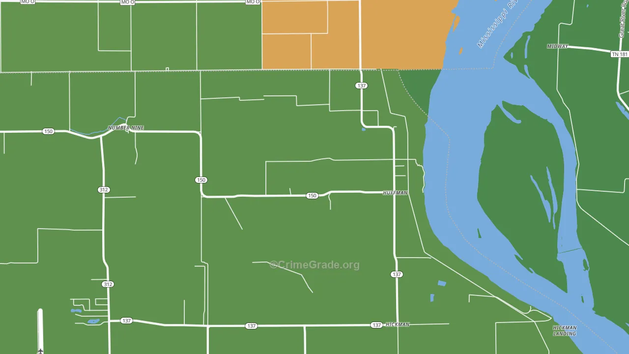 Huffman, AR Map of Robbery Rates