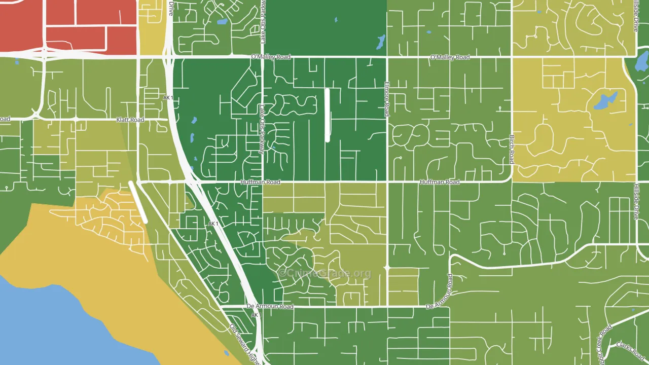 Huffman-O'Malley, Anchorage, AK Map of Robbery Rates