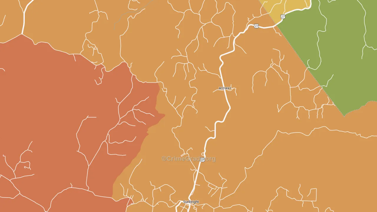 Huffman, TN Map of Robbery Rates