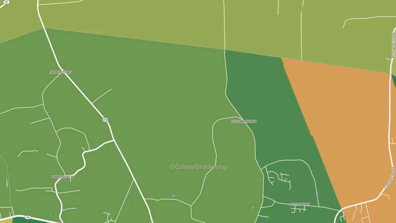 Huffmantown, NC Map of Robbery Rates