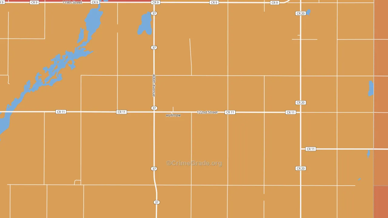 Huffton, SD Map of Robbery Rates