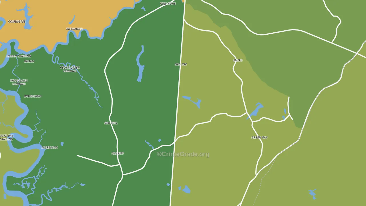 Huger, SC Map of Robbery Rates
