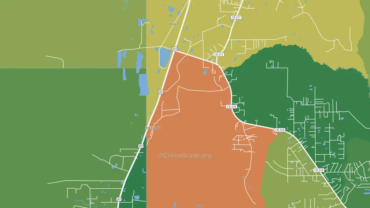 Hugh, FL Map of Robbery Rates