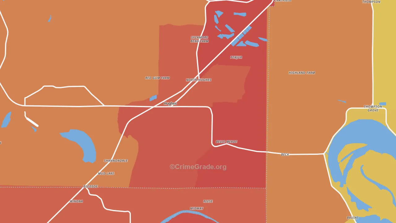 Hughes, AR Map of Robbery Rates