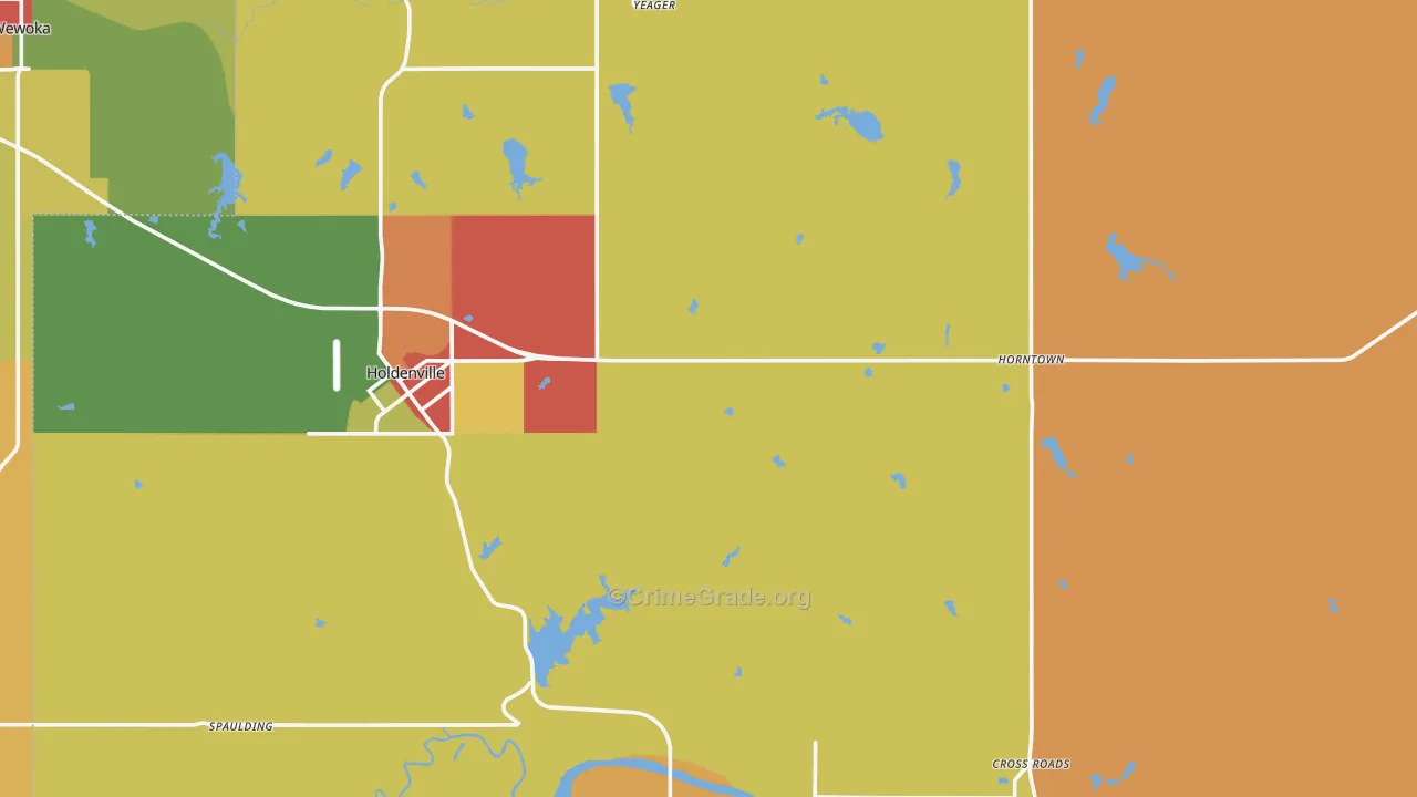 Hughes County, OK Map of Robbery Rates