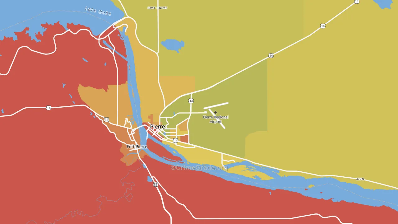 Hughes County, SD Map of Robbery Rates