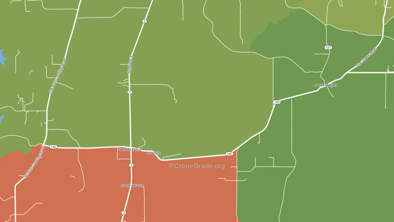 Hughes, LA Map of Robbery Rates