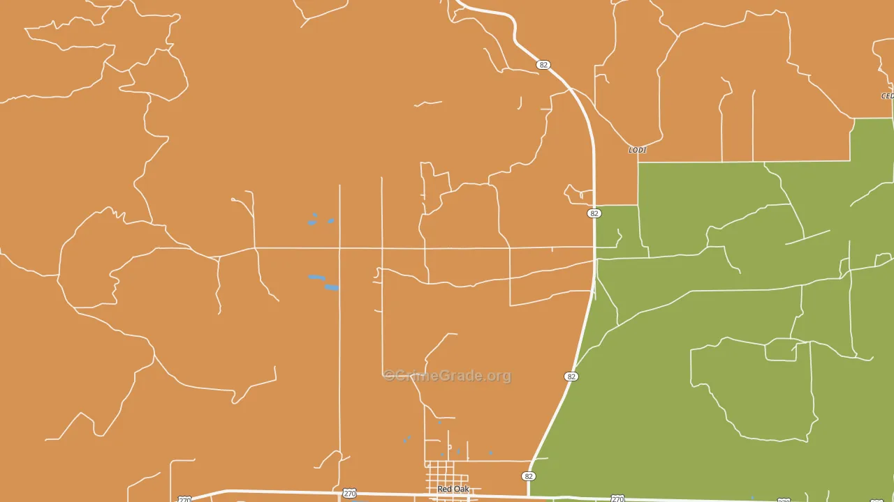 Hughes, OK Map of Robbery Rates