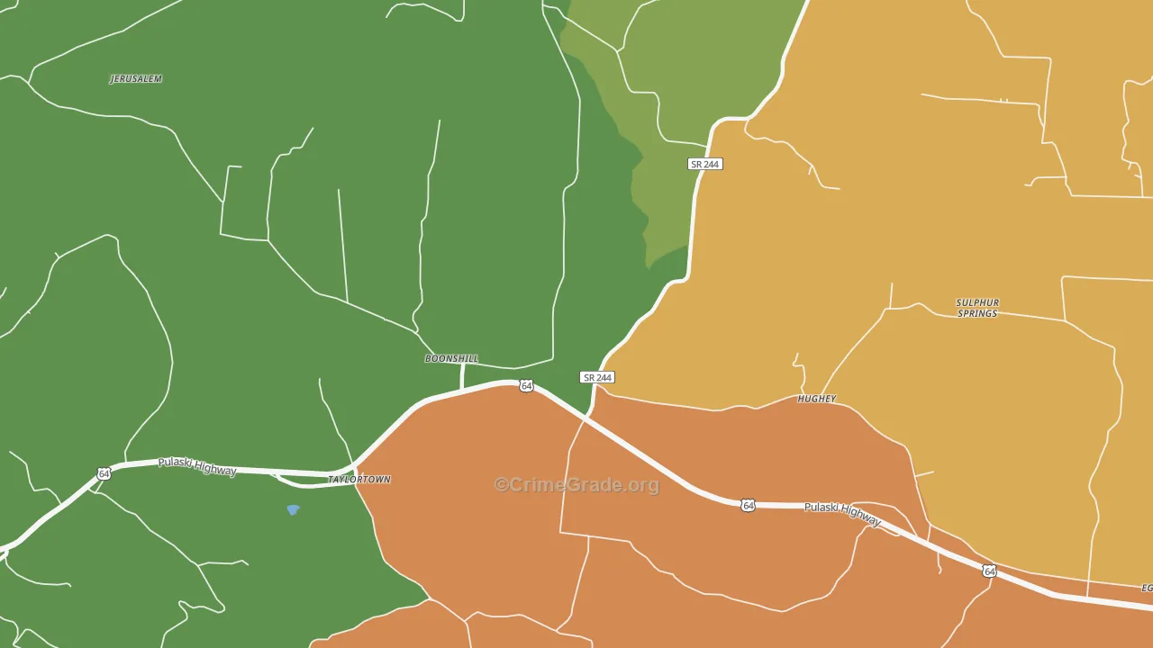 Hughey, TN Map of Robbery Rates