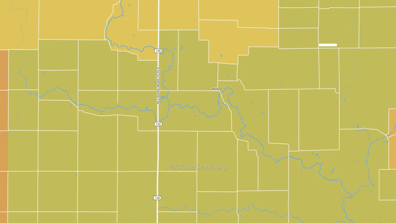 Hugo, IL Map of Robbery Rates