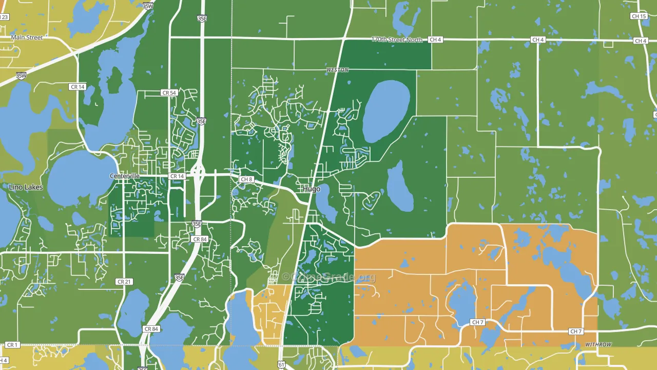 Hugo, MN Map of Robbery Rates