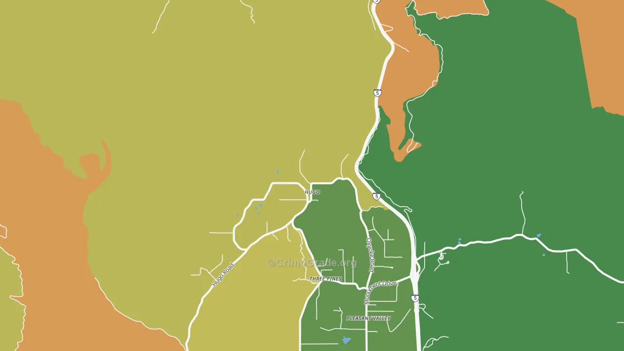 Hugo, OR Map of Robbery Rates