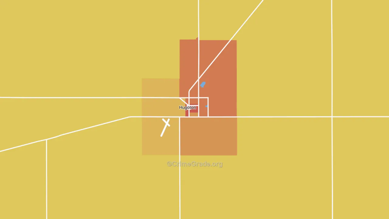 Hugoton, KS Map of Robbery Rates
