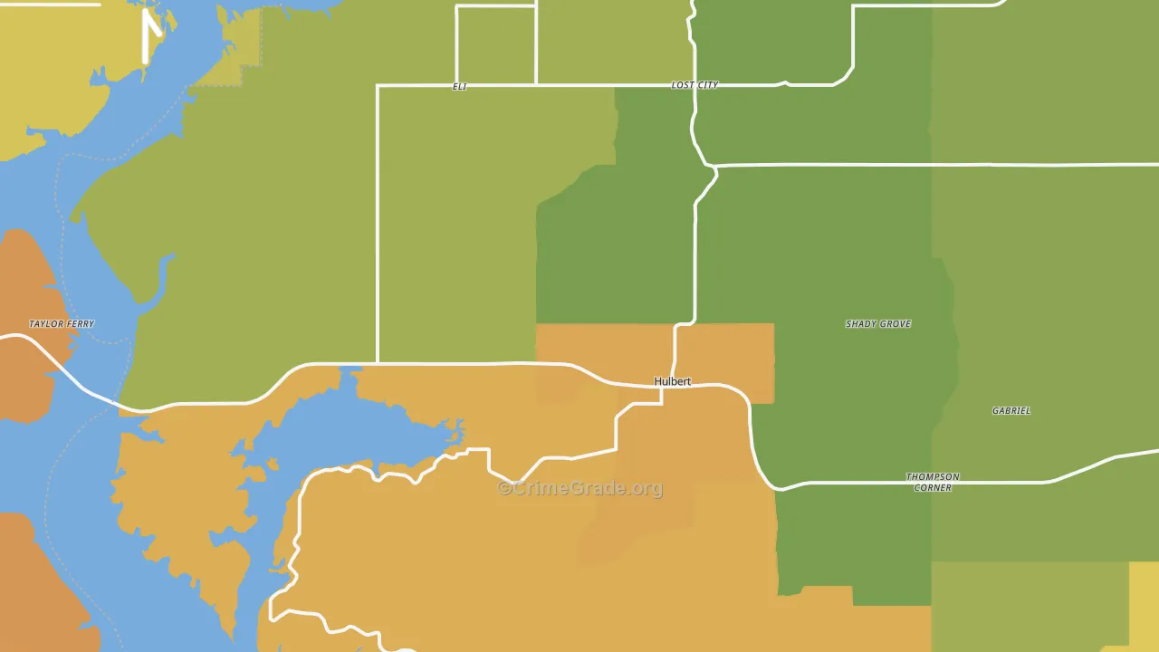 Hulbert, OK Map of Robbery Rates
