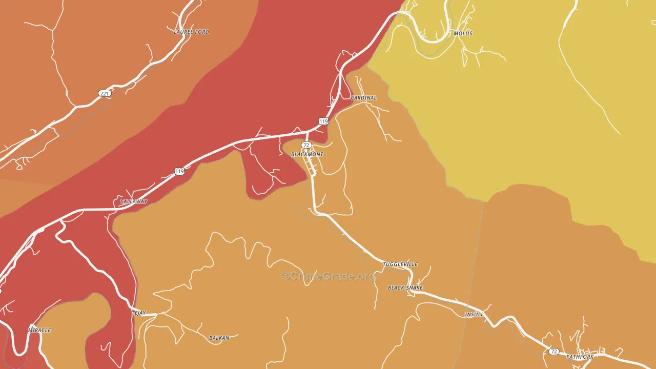 Hulen, KY Map of Robbery Rates