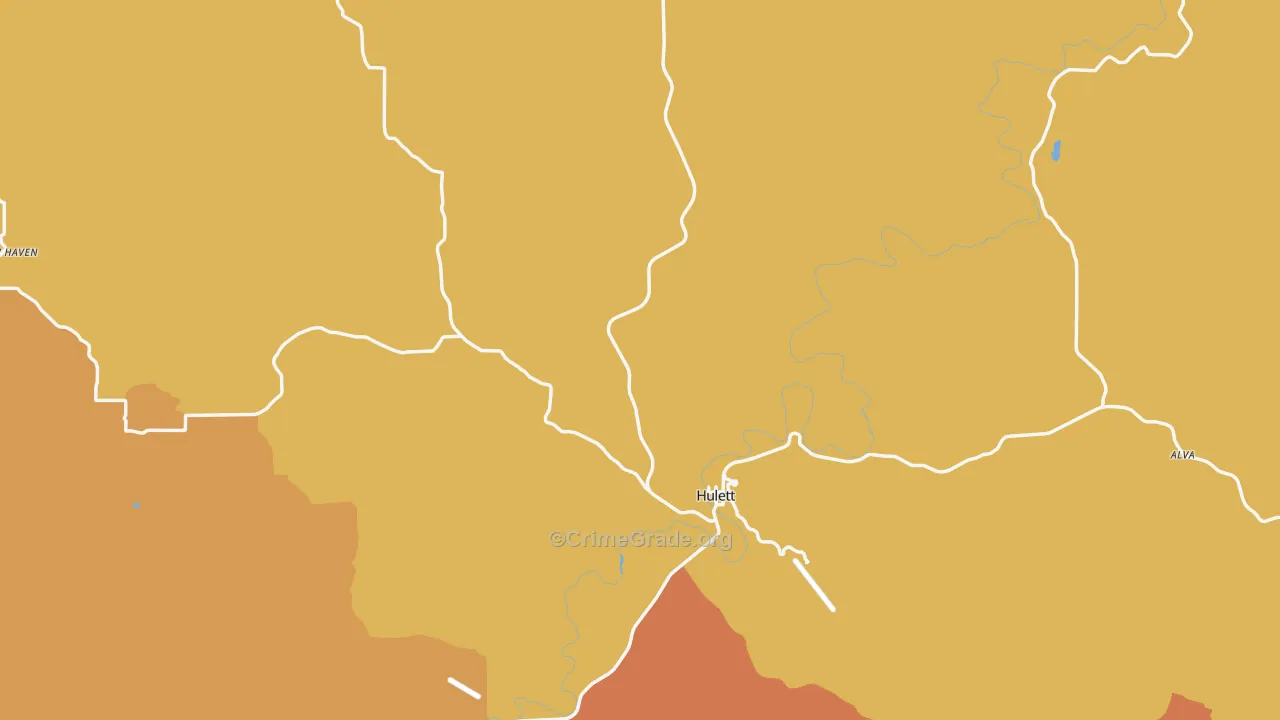 Hulett, WY Map of Robbery Rates