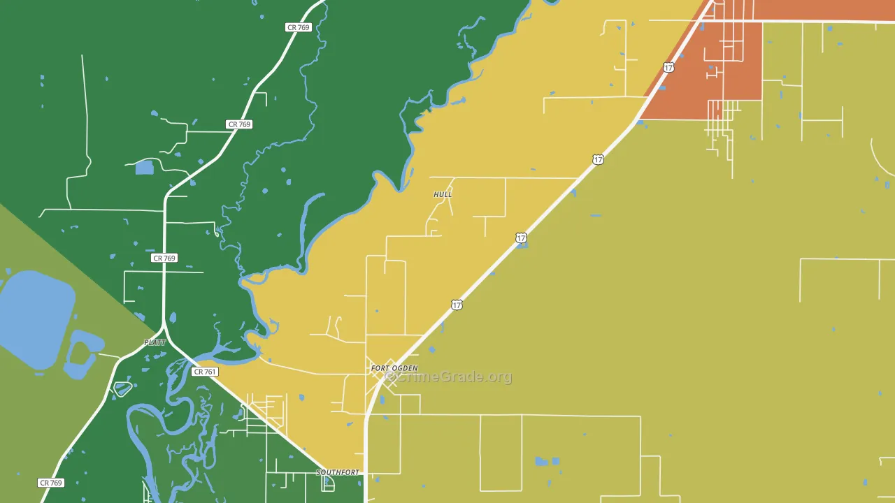 Hull, FL Map of Robbery Rates
