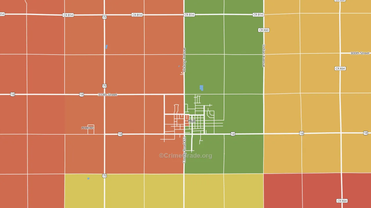 Hull, IA Map of Robbery Rates