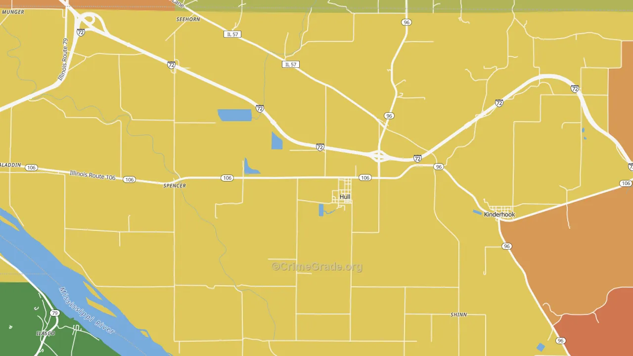 Hull, IL Map of Robbery Rates