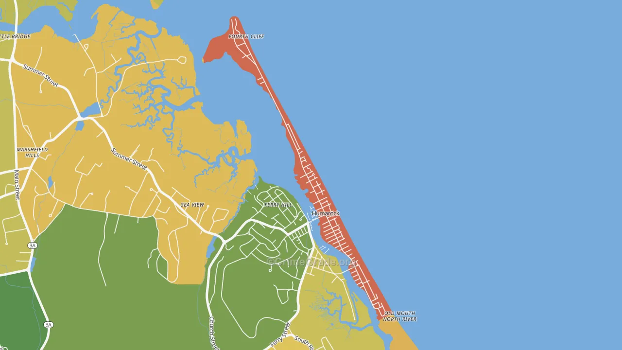 Humarock, MA Map of Robbery Rates