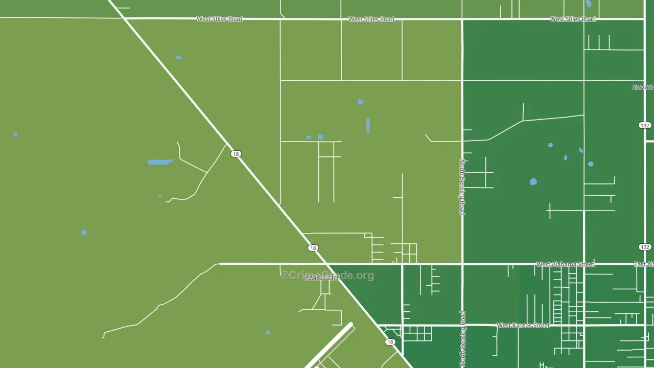 Humble City, NM Map of Robbery Rates