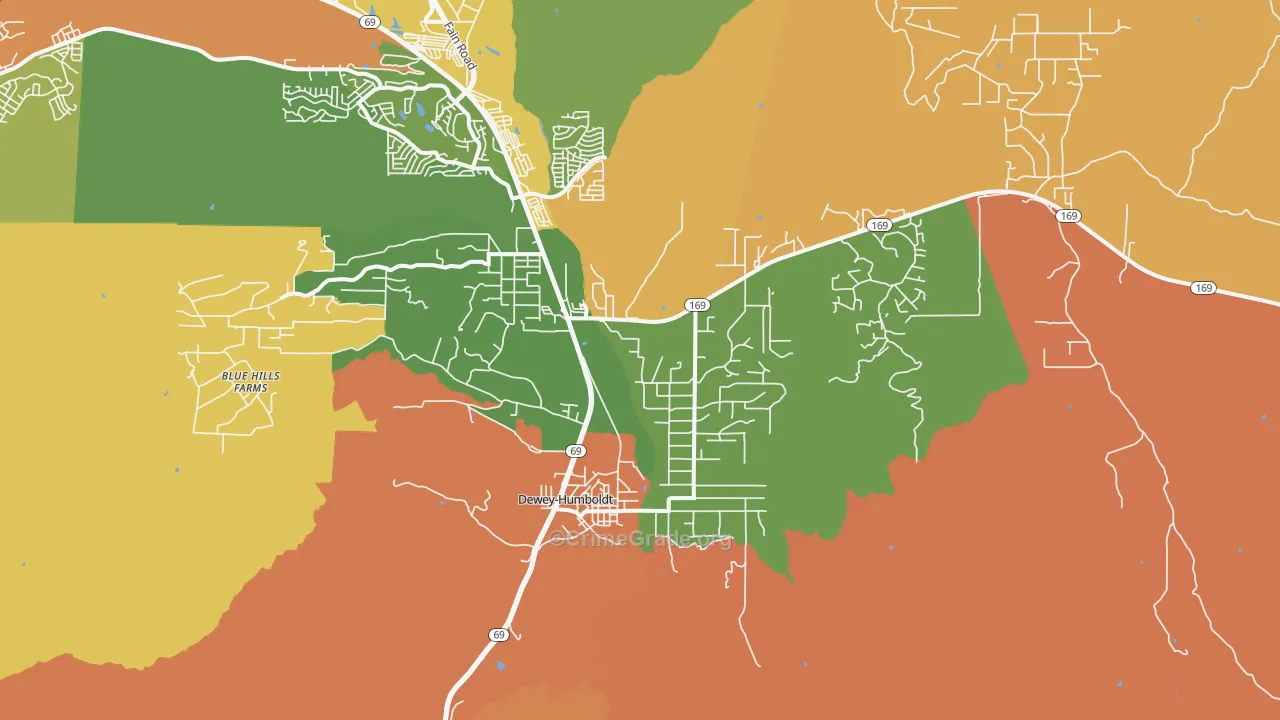 Humboldt, AZ Map of Robbery Rates