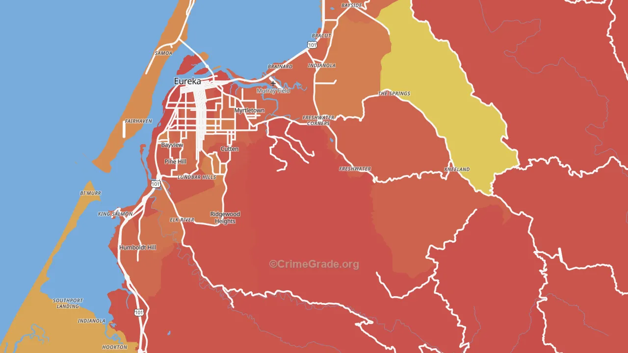 Humboldt County, CA Map of Robbery Rates