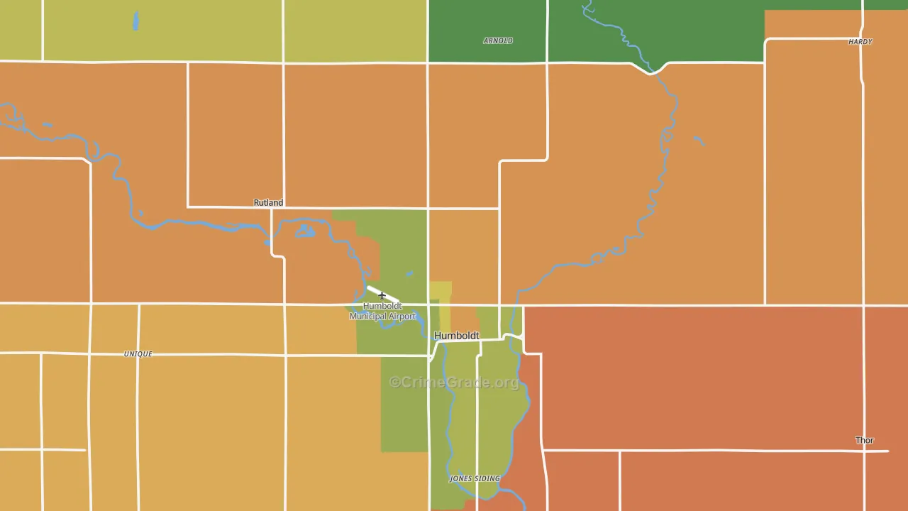 Humboldt County, IA Map of Robbery Rates