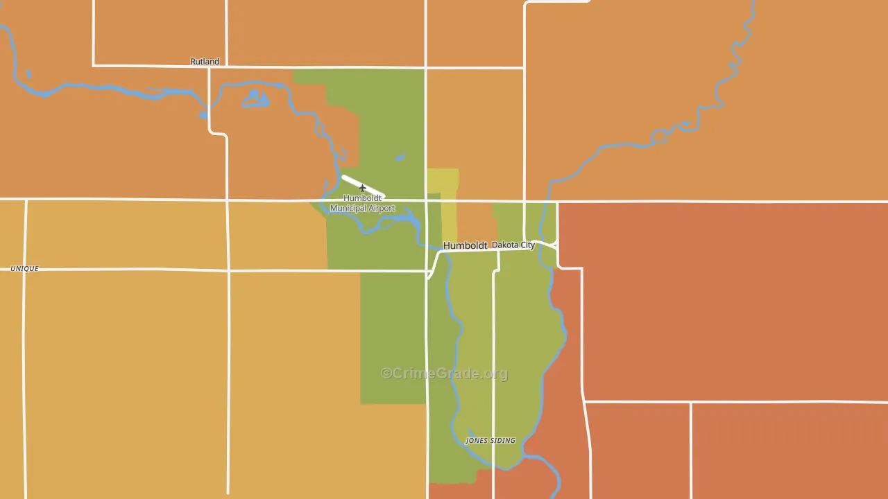 Humboldt, IA Map of Robbery Rates