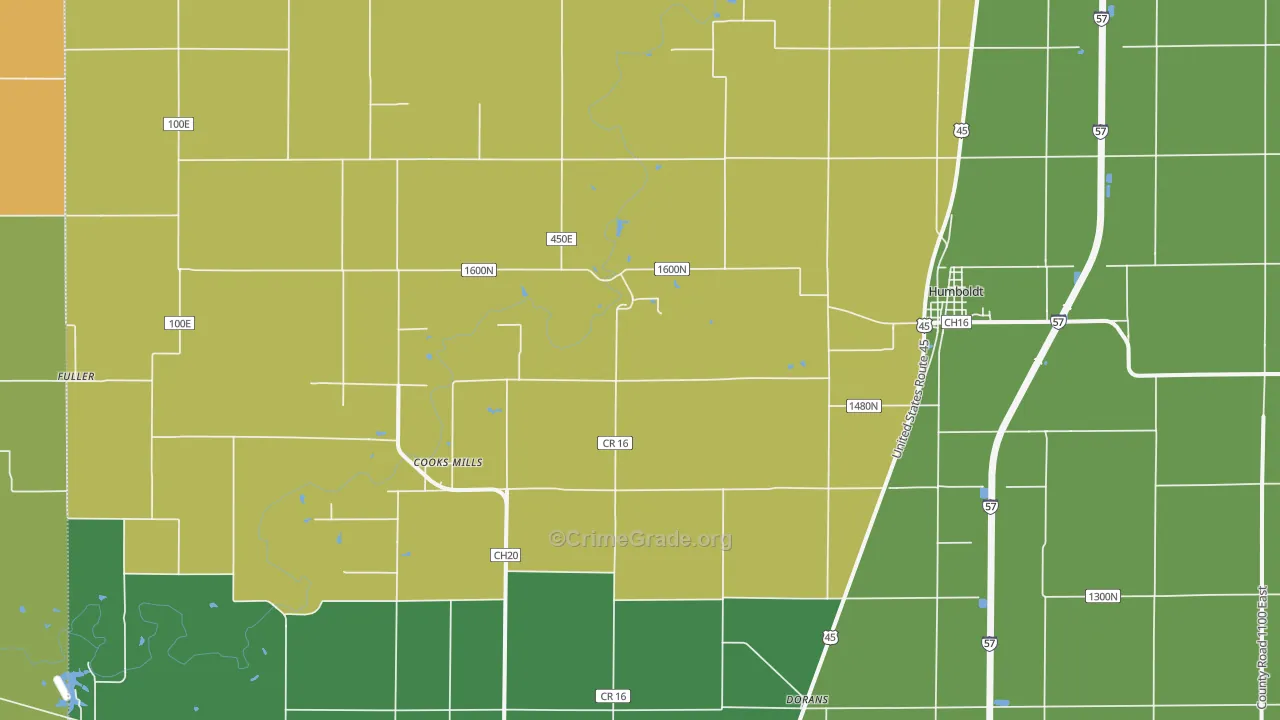Humboldt, IL Map of Robbery Rates