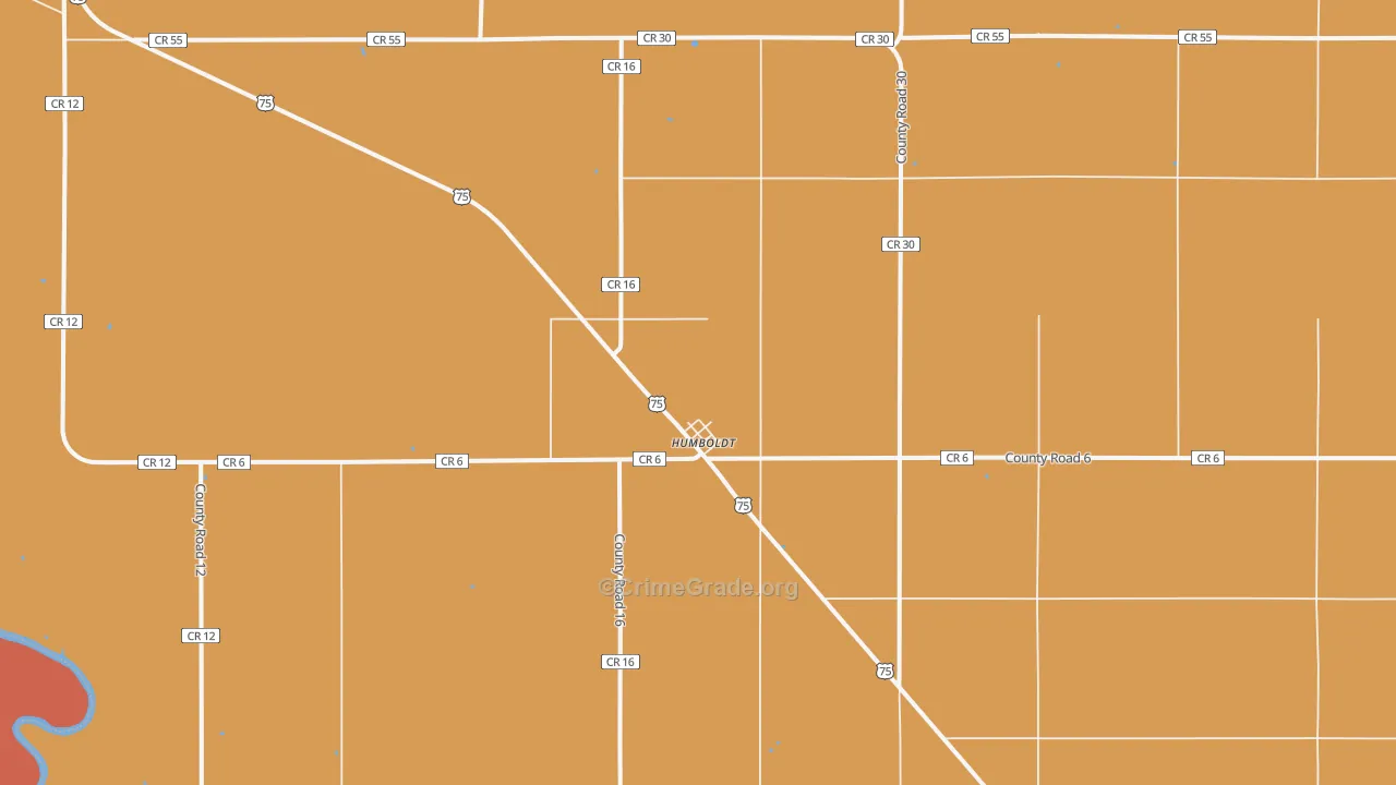 Humboldt, MN Map of Robbery Rates