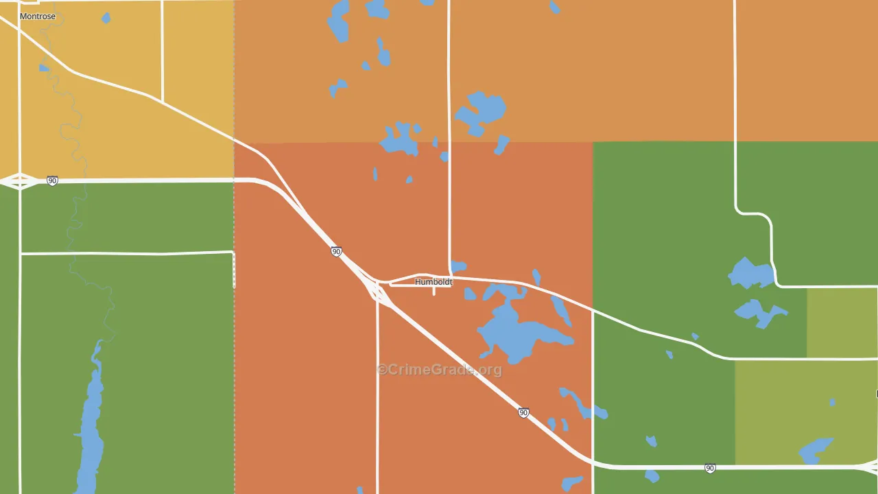 Humboldt, SD Map of Robbery Rates