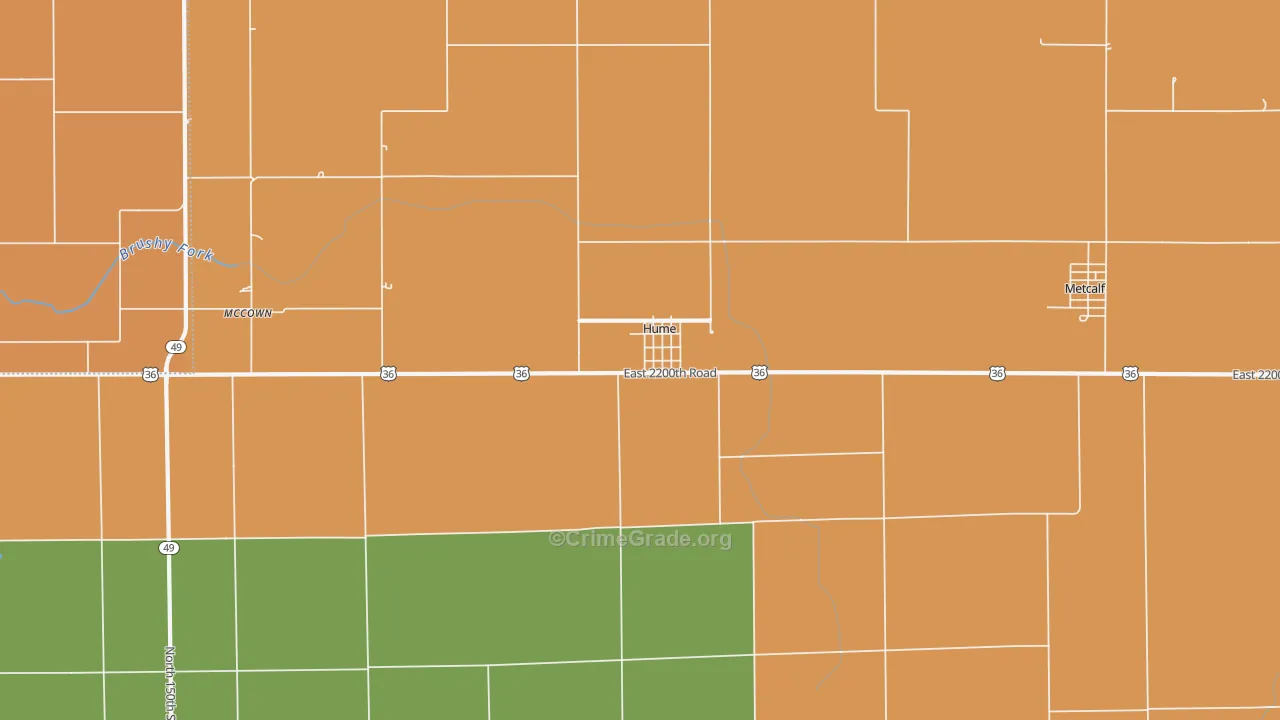 Hume, IL Map of Robbery Rates