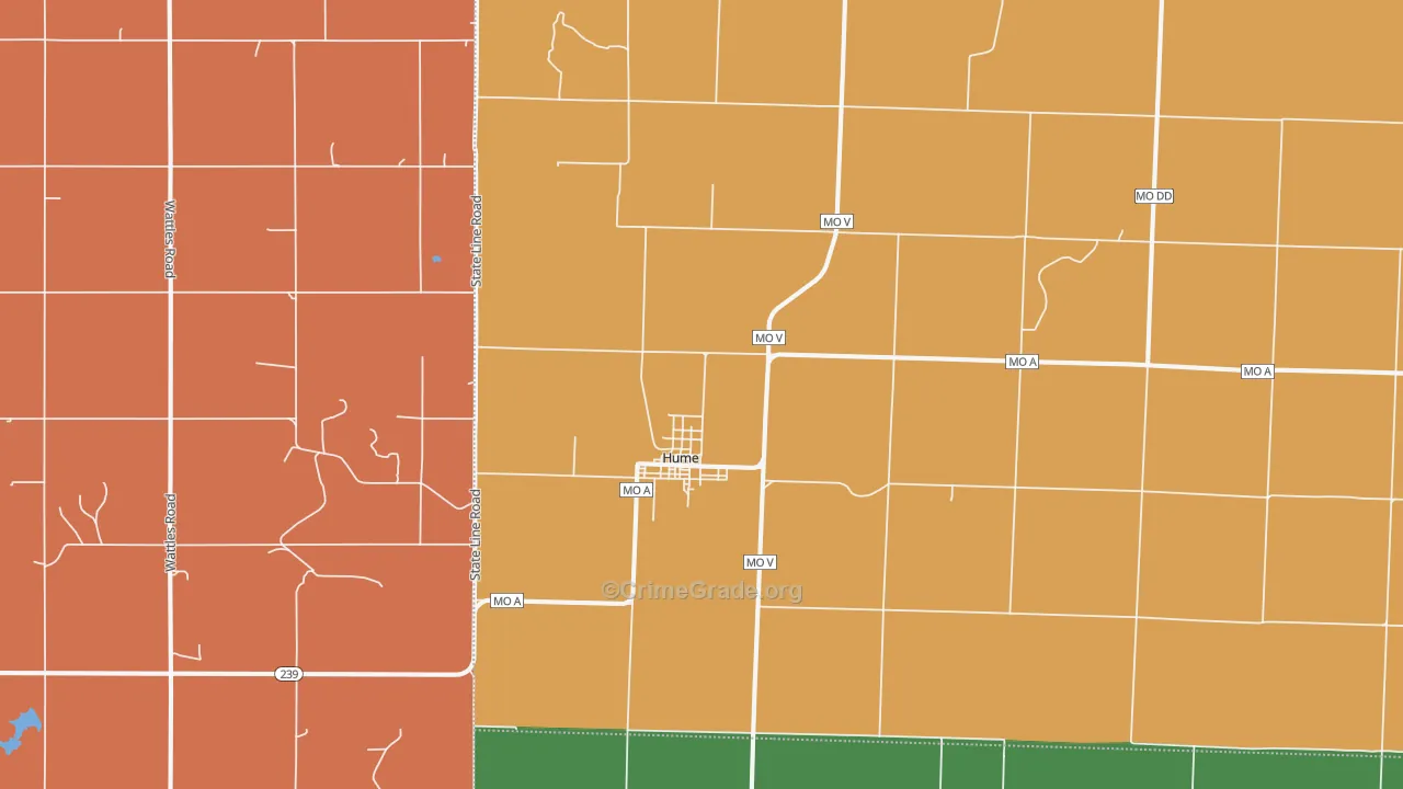 Hume, MO Map of Robbery Rates