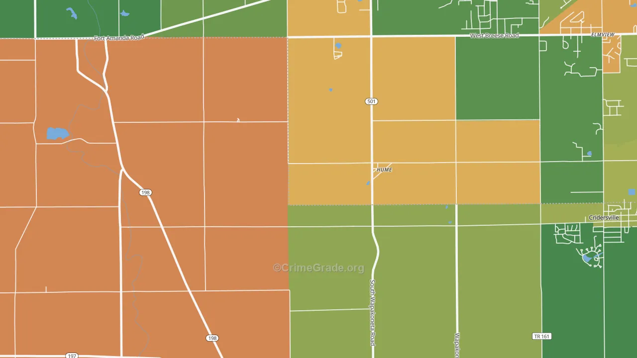 Hume, OH Map of Robbery Rates
