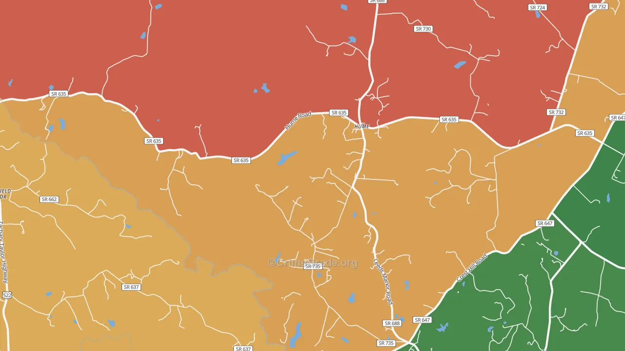 Hume, VA Map of Robbery Rates