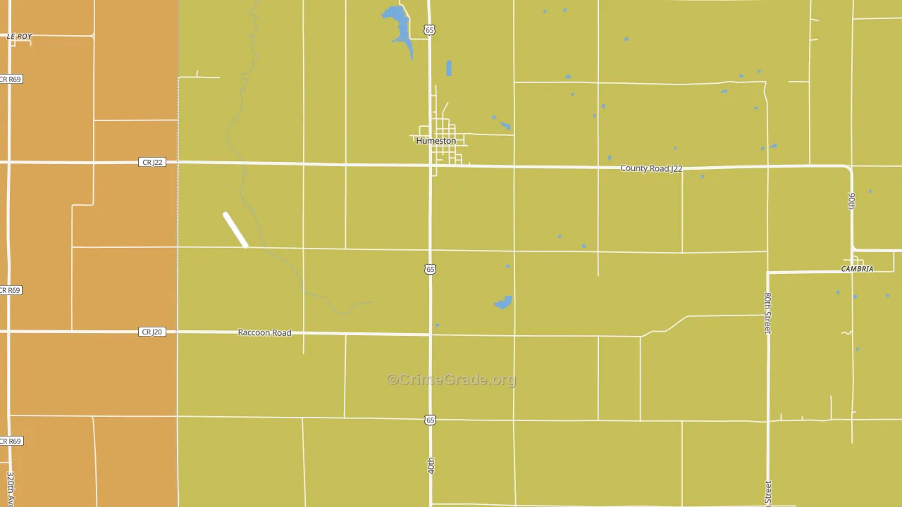 Humeston, IA Map of Robbery Rates