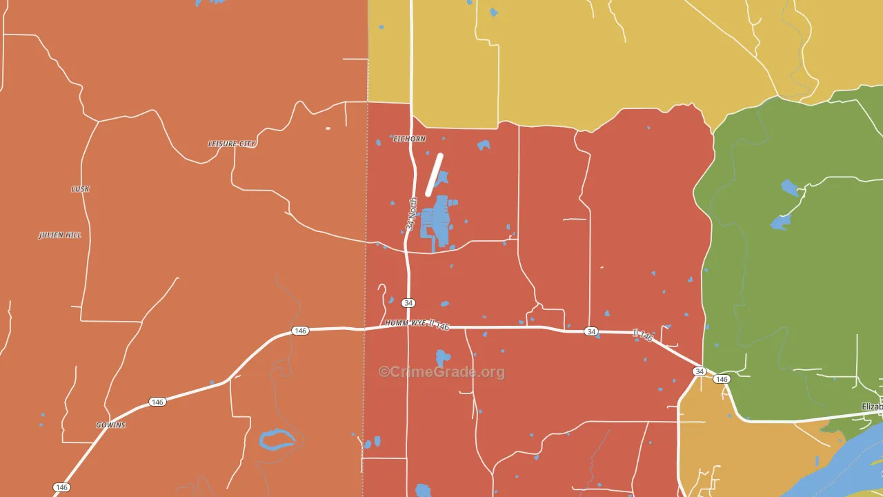 Humm Wye, IL Map of Robbery Rates