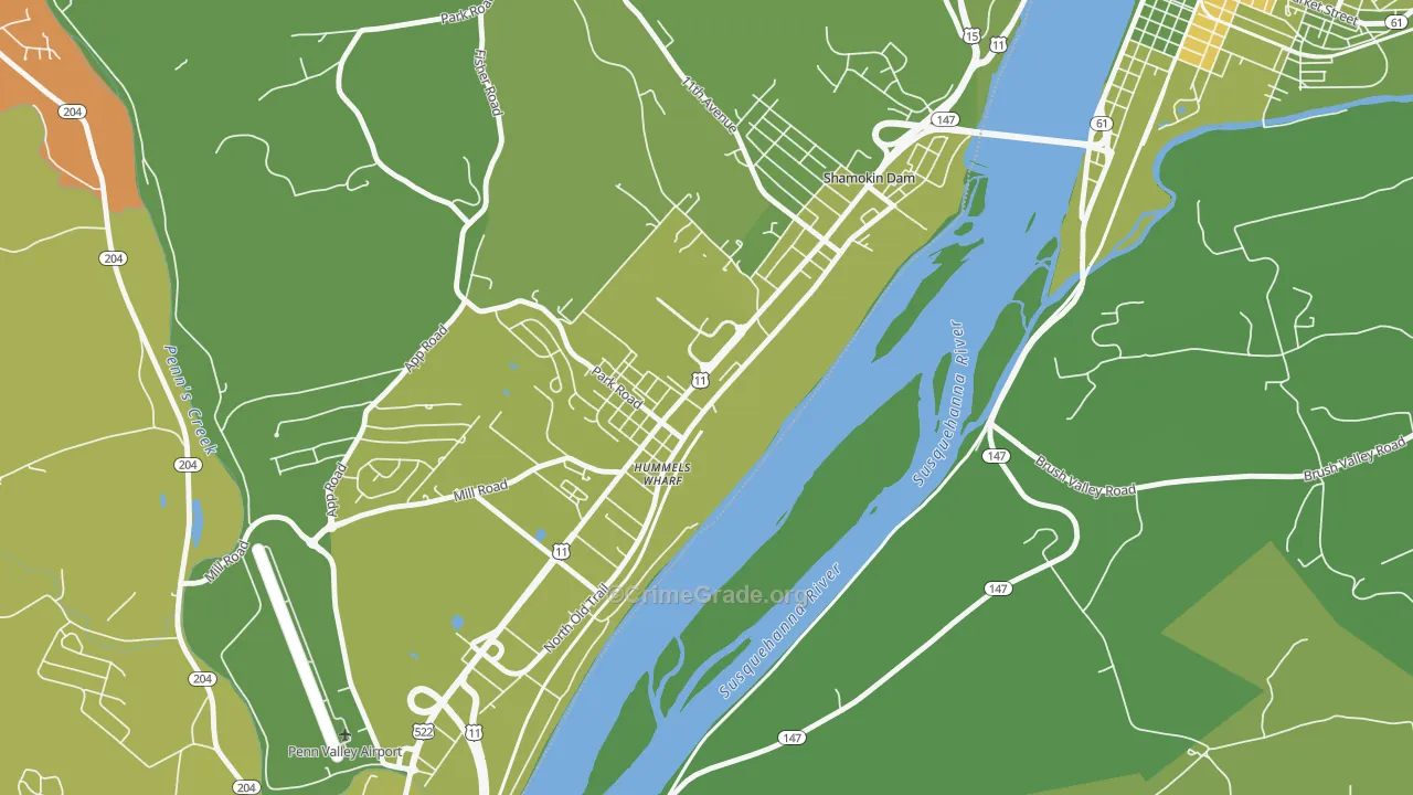 Hummels Wharf, PA Map of Robbery Rates