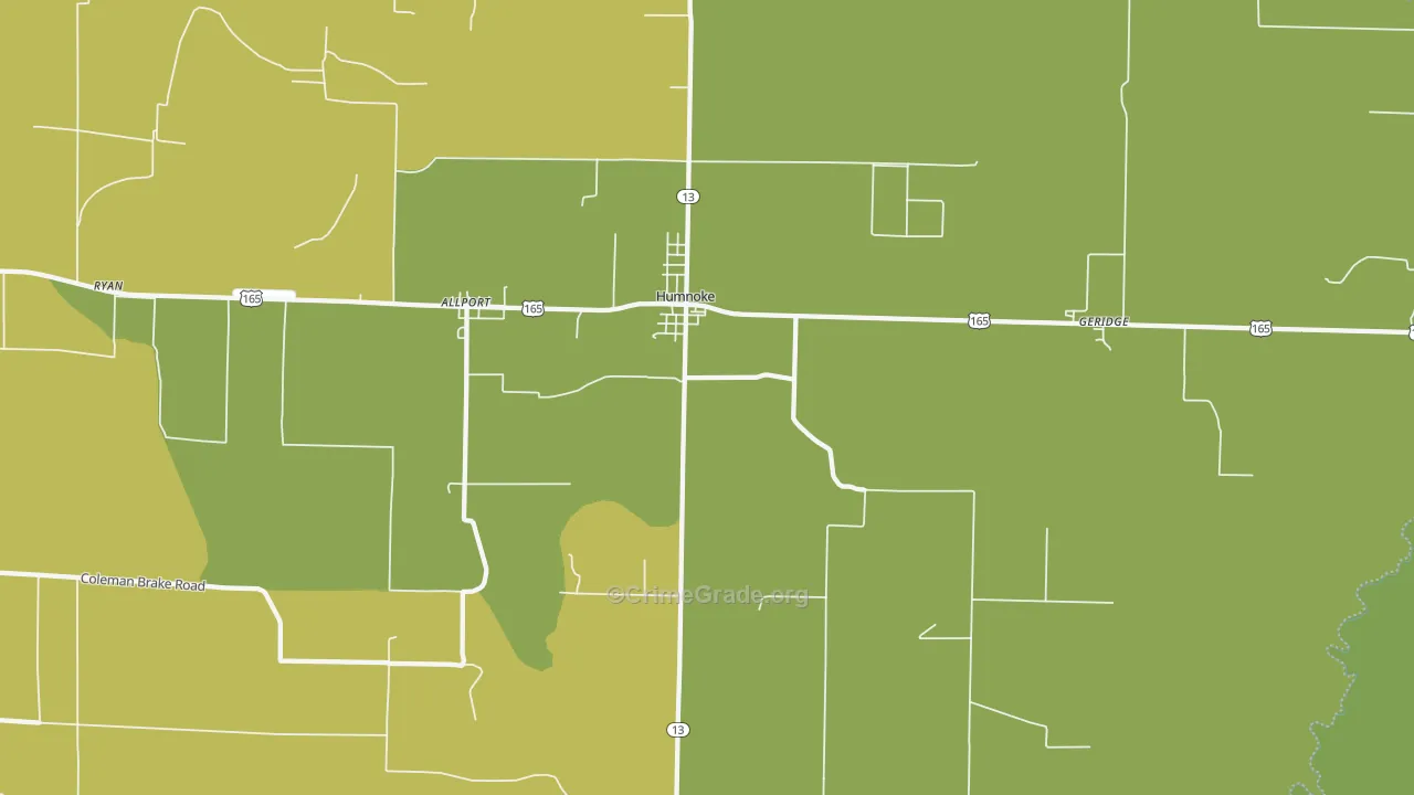 Humnoke, AR Map of Robbery Rates