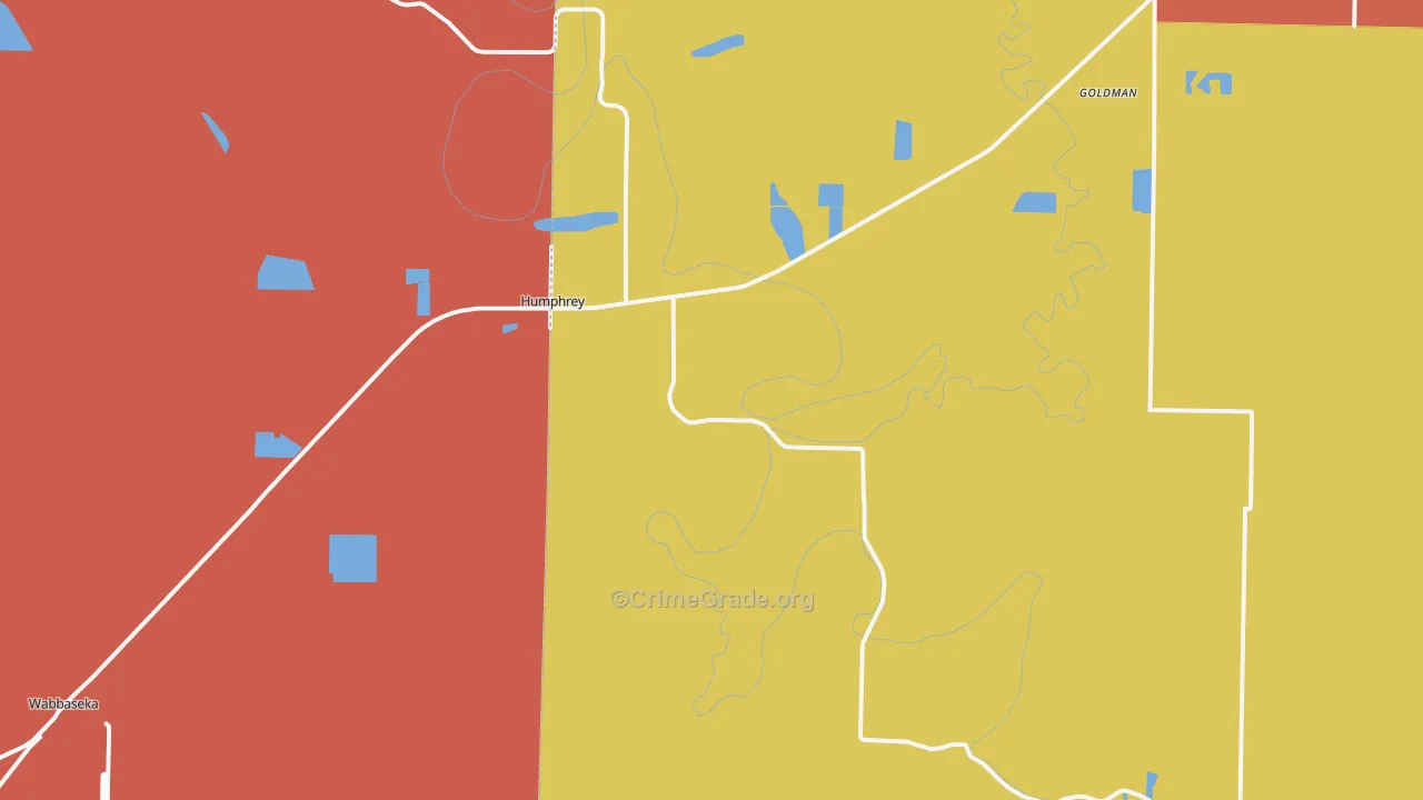 Humphrey, AR Map of Robbery Rates