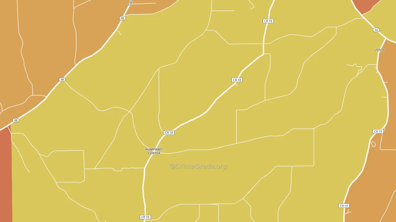 Humphrey Center, NY Map of Robbery Rates