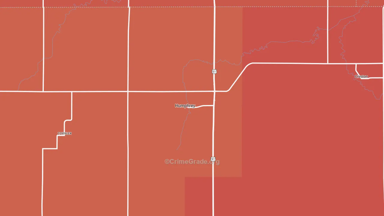 Humphrey, NE Map of Robbery Rates