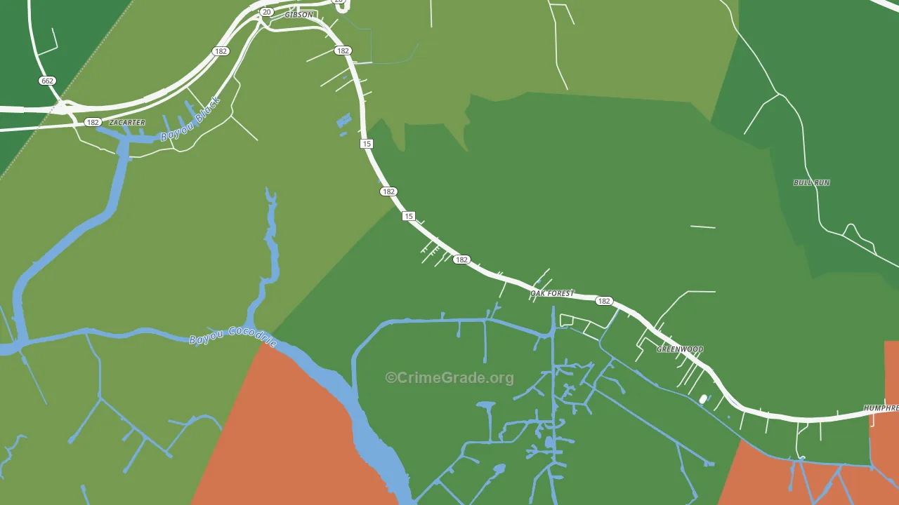 Humphreys, LA Map of Robbery Rates