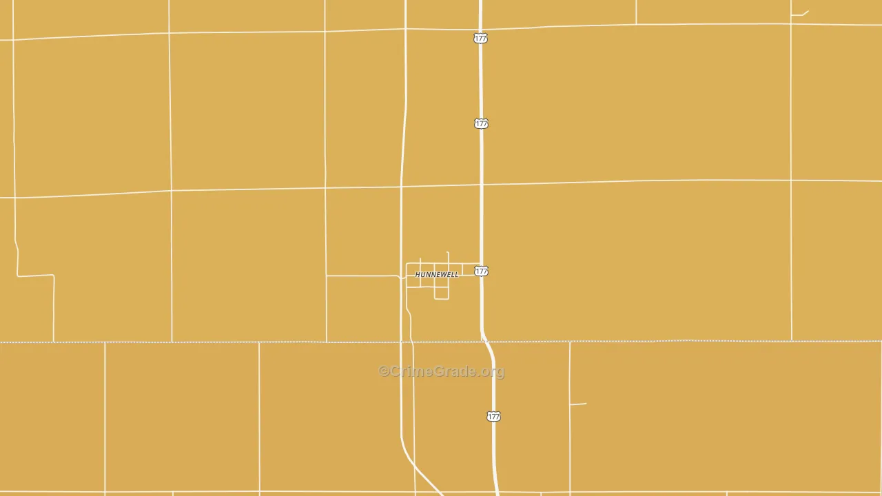 Hunnewell, KS Map of Robbery Rates