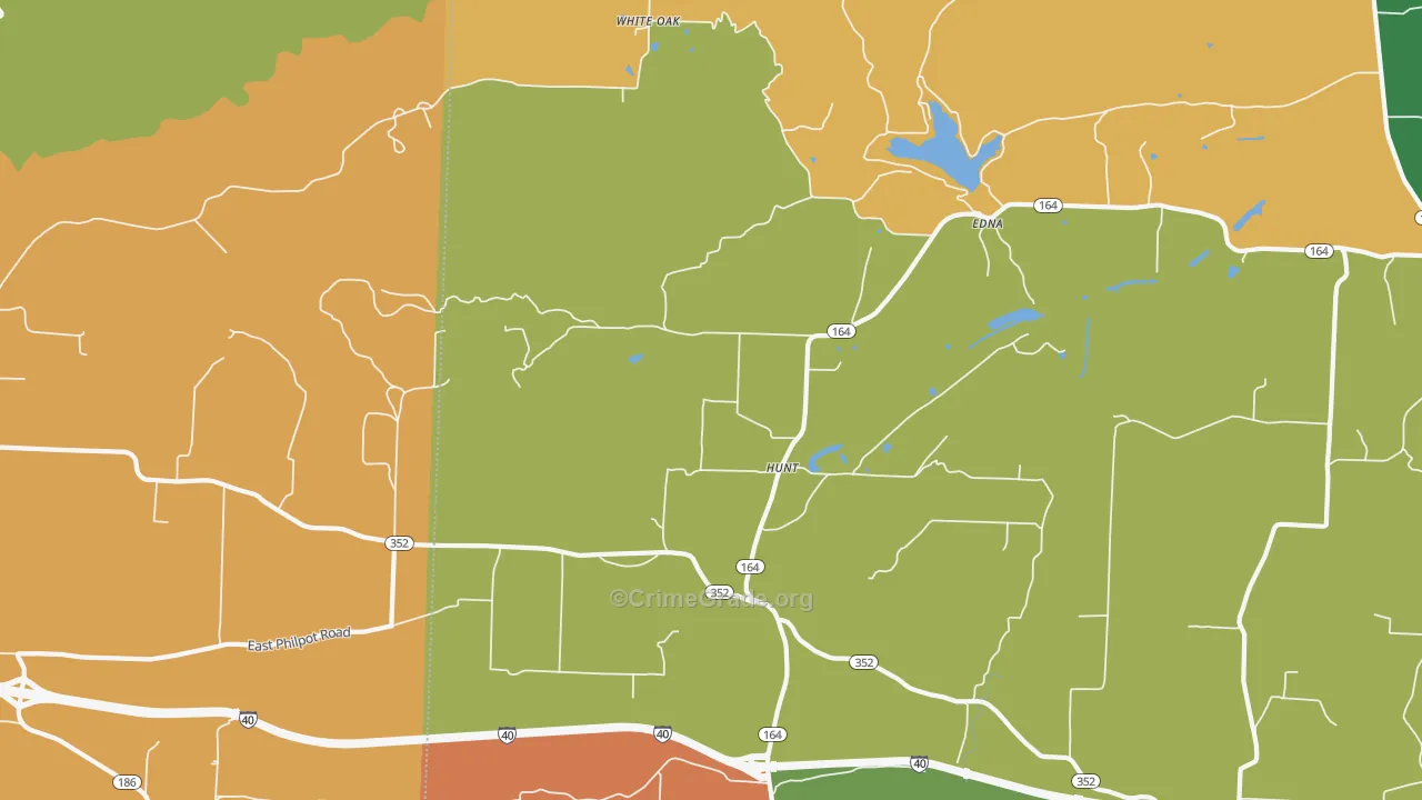 Hunt, AR Map of Robbery Rates